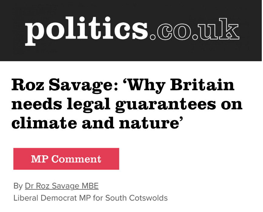 Roz Savage: ‘Why Britain needs legal guarantees on climate and nature’ - politics.co.uk