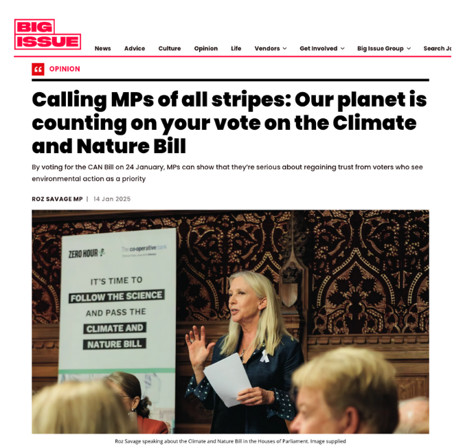 Calling MPs of all stripes: Our planet is counting on your vote on the Climate and Nature Bill - Big Issue