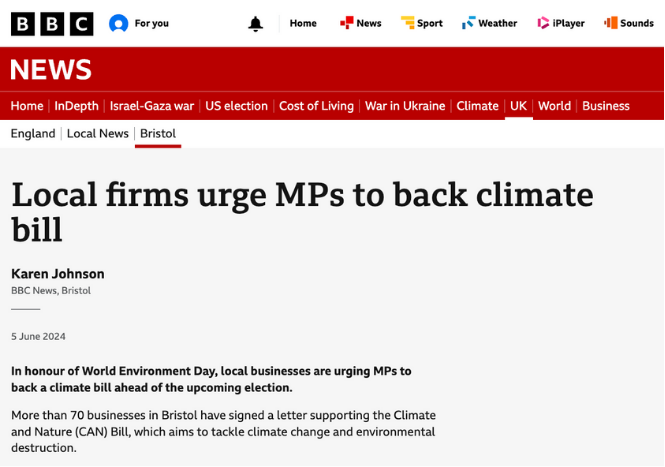 Local firms urge MPs to back climate bill - BBC