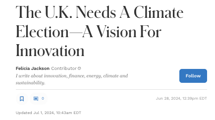 The U.K. Needs A Climate Election—A Vision For Innovation - Forbes